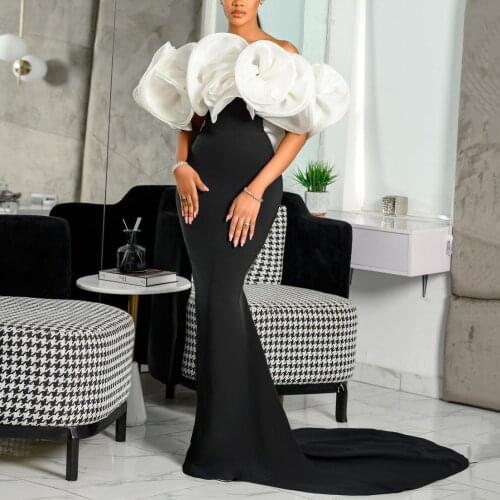 Elegant Evening Party Long Dress Womens Off the Shoulder Ruffles Bodycon Mermaid Floor Length Luxury Dinner Night Dress Vestidos
