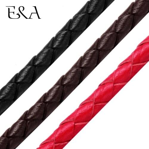 3mm 4mm 5mm Round Genuine Braided Leather Cord String Rope For Women Men Bracelet Jewelry Craft Making DIY Findings Accessories