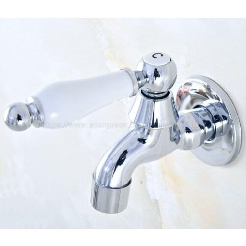 Polished Chrome Wall Mount Bathroom Mop Pool Faucet Laundry Sink Water Taps Toilet Cold Bibcock zav155
