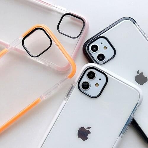Shockproof Candy color Frame Phone Case For iPhone 11 11Pro Max XR XS X XS Max 7 8 6 6S Plus SE 2020 Soft transparent Back Cover