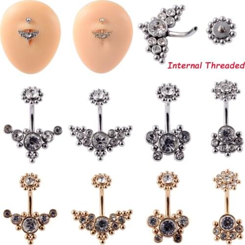 1PC Cluster Cz Gem Belly Button Rings 316L Surgical Steel Butterfly Navel Piercing Nombril Ombligo Women Piercing Body Jewelry