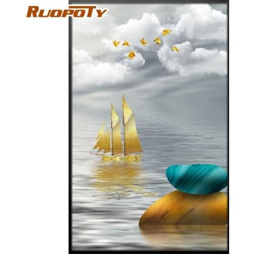 RUOPOTY Coloring By Numbers Tree Acrylic Handpainted Wall Art Painting By Numbers For Children Home Decor Landscape Kits