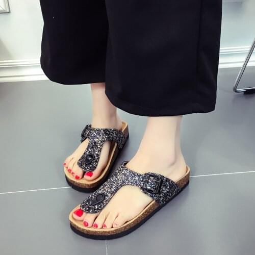 Summer Slippers Women Big Size 44 Mules Flats Flip Flops Outdoor Slippers for Women Flip Flop Bling Shoes Femme Pantoufles