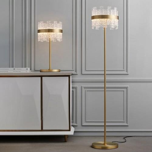 Modern Luxury Water-grained Glass Shade Led Table Lamp Floor Lamp Bedroom Bedside Lamp Hotel Villa Living Room Home Decor Light