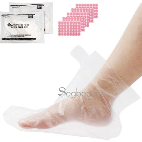Segbeauty 200 Counts Foot Spa Liners Larger Paraffin Wax Liners Plastic Disposable Feet Thicker Thermal Therapy Socks Liners