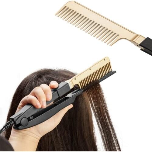 Hair Straightener Flat Irons Folding V Straightening Brush Hot Heating Comb Hair Straight Styler Curling Iron Hair Curler Comb