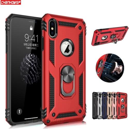 Armor Soft Shockproof Case On The For iPhone XS Max X XR 6 6S 7 8 Plus Cases Silicon Bumper Capa Metal Ring Full Back Cover