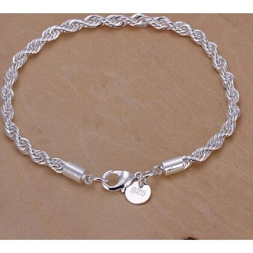 925 Sterling silv Simple Silver Bracelet Charms Crystal Bracelet Femme Silver Chain Bracelets for Women Jewelry Bijoux Gift S039