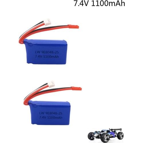 7.4V 1100mah LiPo Battery 2PCS RC Drone Battery For Wltoys A949 A959 A969 A979 K929 RC Helicopter Airplane Car Boat 7.4 V