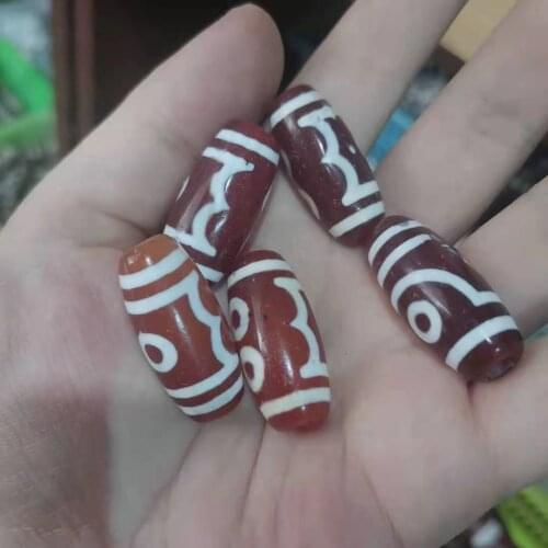 5pcs/lot red agate dzi all natural accessories weathered old hoof pattern wo-eyed and three-eyed dzi wholesale diy jewelry gem