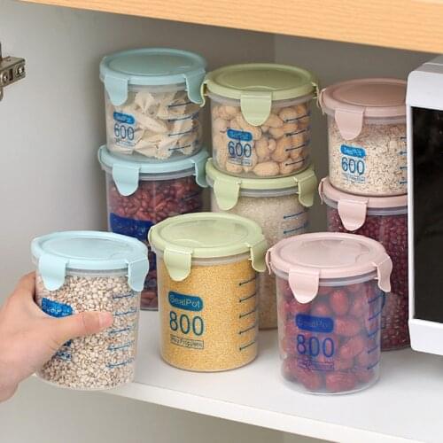 600/800/1000ML Food Storage Container Plastic Kitchen Refrigerator Noodle Box Multigrain Storage Tank Transparent Sealed Cans