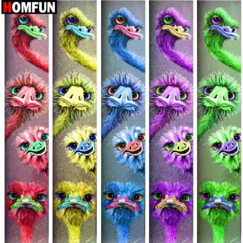 HOMFUN Full Square/Round Drill 5D DIY Diamond Painting "Colorful Animal ostrich" 3D Embroidery Cross Stitch 5D Home Decor Gift