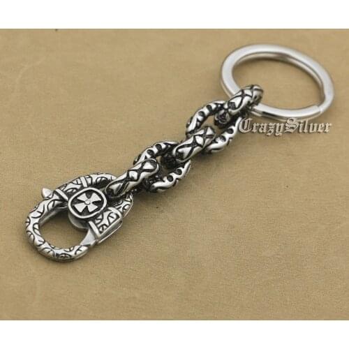 316L Stainless Stee Heart Cross Mens Biker Rocker Punk KeyRing Keychain 5S003KC