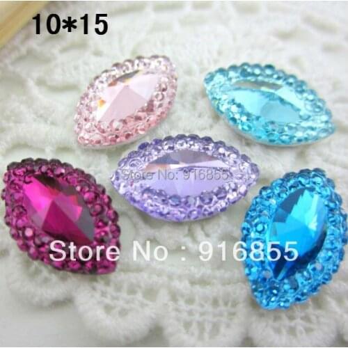 New Arrival Fashion 50pcs/lot 10*15mm Marquise Shape Single Row Drill Flatback Resin Rhinestone Beads for DIY Decoration