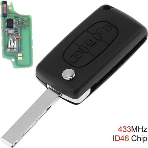 433MHz 3 Buttons Uncut Flip Remote Key Car Key Fob with Light Button ID46 Chip HU83 Blade for Citroen C3 C4 C5 Models 2005-2011