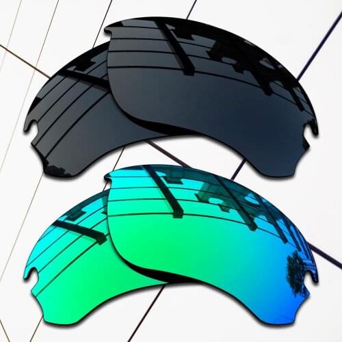 E.O.S 2 Pairs Black & Emerald Green Polarized Replacement Lenses for Oakley Si Speed Jacket OO9228 Sunglasses