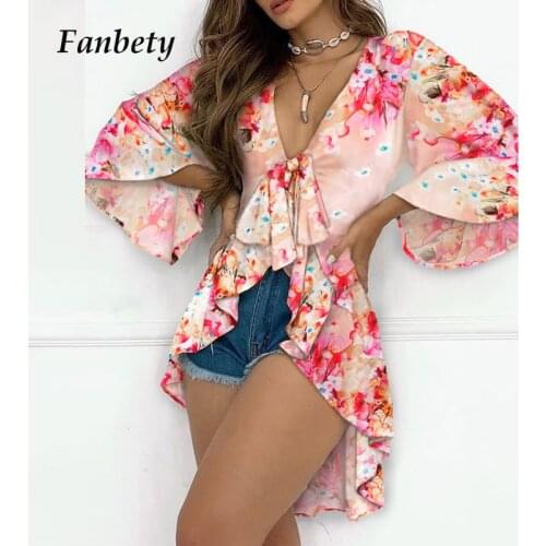 Fanbety Blouses With Tie