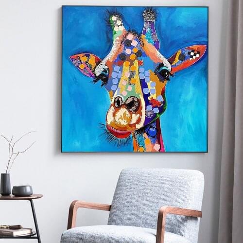 Graffiti Wall Art Canvas Animal Art Picture Poster and Print Wall Art Colorful Giraffe Head Picture for Living Room Home Decor