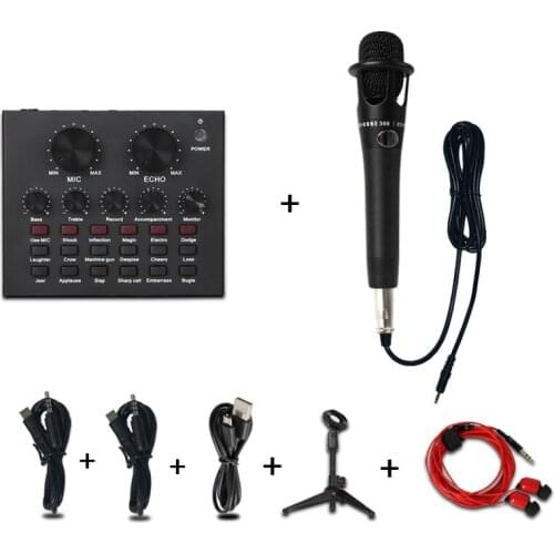 JIYV8 mobile phone sound card national karaoke vibrato Bluetooth live device set computer recording capacitor wheat cross-border