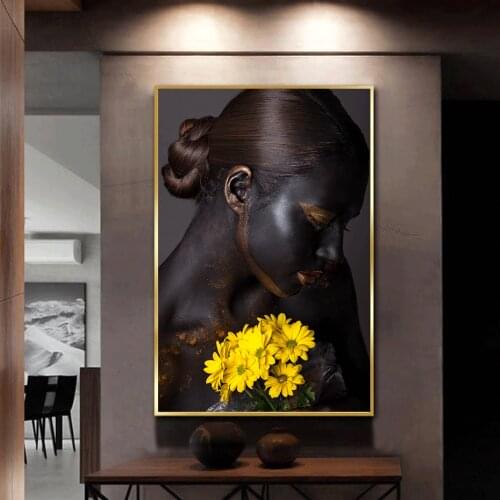 African Black Sexuality Flower Women Picture Canvas Painting Decor Oil Painting Wall Picture Poster Modern Wall Art Picture Home