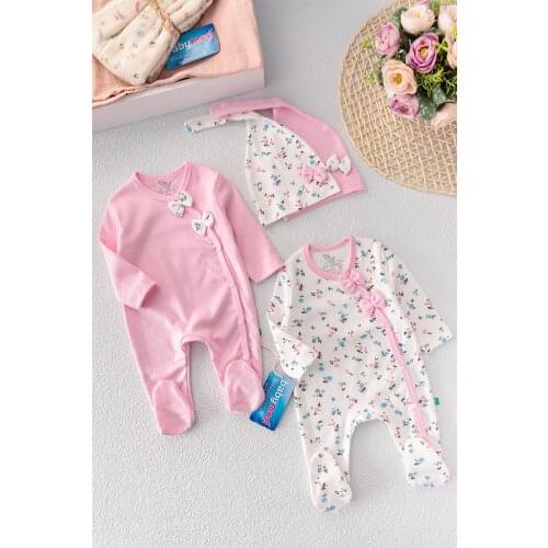 Babymod Baby Girl Rompers Floral Pattern Double Long Sleeve Jumpsuit Suit