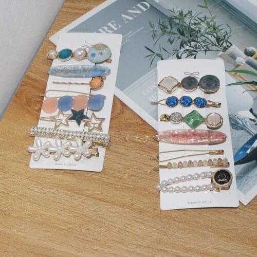 Korean Hair Accessories Rhinestone Pearl Hairpin Set Bow Female Student Liu Haibin Clip Factory Direct SalesV