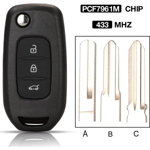 Kutery 3 Buttons Fob 433Mhz PCF7961M Chip Folding Flip Smart Remote Car Key Replacement For Renault Kadjar Captur Megane4 Symbol