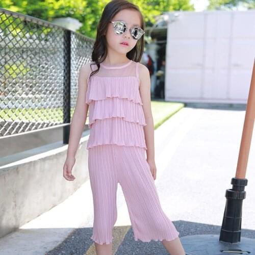Summer Clothes For Girls Solid Sleeveless Vest+Pants Children Clothing Suit Teenage Kids Girls Clothes Sets 4 6 8 10 11 12 Years
