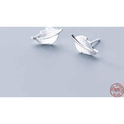 LKO 925 Sterling Silver Small Fresh Plant Tree Leaf Stud Earrings Minimalism Maple Leaves Ornaments For Women Earrings Jewelry