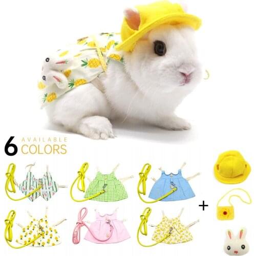 Cute Bunny Clothes Pet Rabbit Small Animal Harness Vest Leash Set Rabbit Accessories Clothing Travel Chest Strap for Ferret Pupp