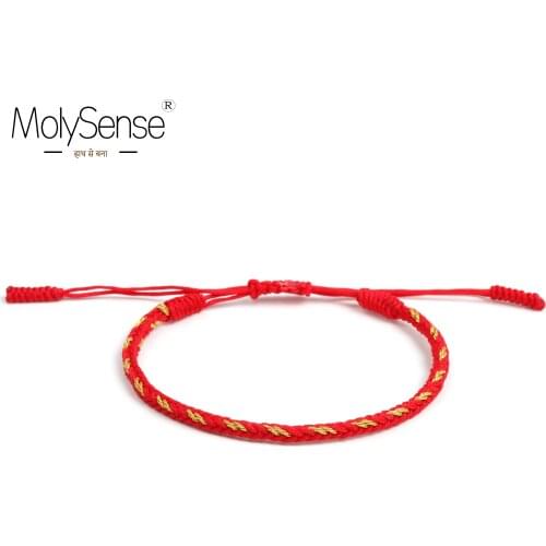 MolySense Multi Red Color Tibetan Buddhist Bracelets & Bangles For Women And Men Handmade Knots Rope Tibet Budda Lucky Bracelet