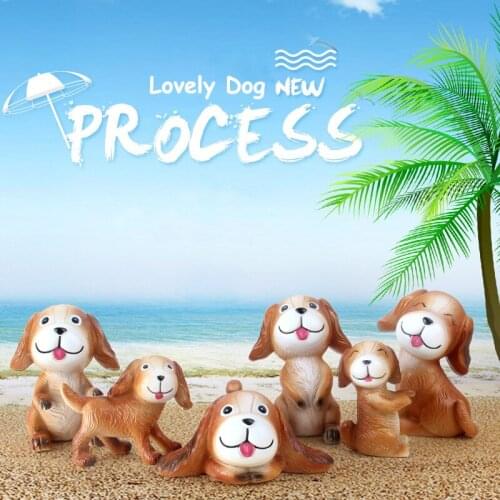 Cartoon Resin Dog Figurines Artware Craft Home Decorative Dog Models Toy Set Punny Resin Creative Car Ornament Kid Dessert Gift