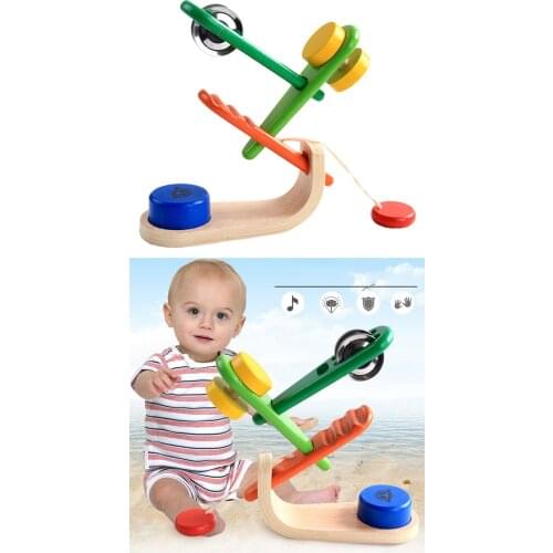 Natural Wood Musical Instrument Shake Rattle Wood Sounder Learning Teaching Montessori Fun Party Rhythm Noise Makers Toy