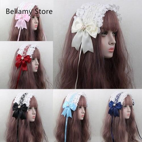 Soft girl Lolita hairband sweet everyday versatile lace maid bow headdress