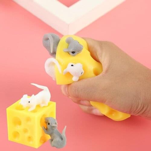 Mice In Cheese Sloth Hide And Seek Squishy Figures And Cheese Block Stress Relief Pinch Music Decompression Mouse Cheese Toy