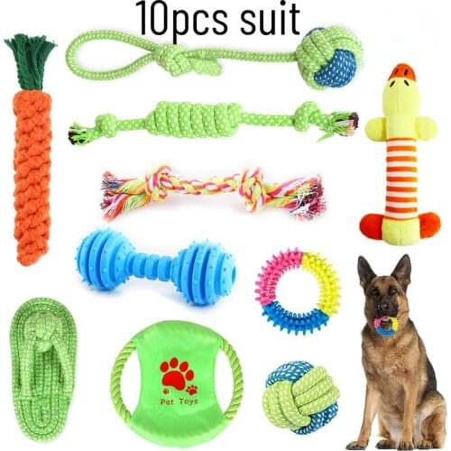 Pet Cotton Rope Toy Set, Plush Molar Bite-resistant Golden Retriever Dog Toy 10 Pcs Set Spree Dog Supplies Dog Toy
