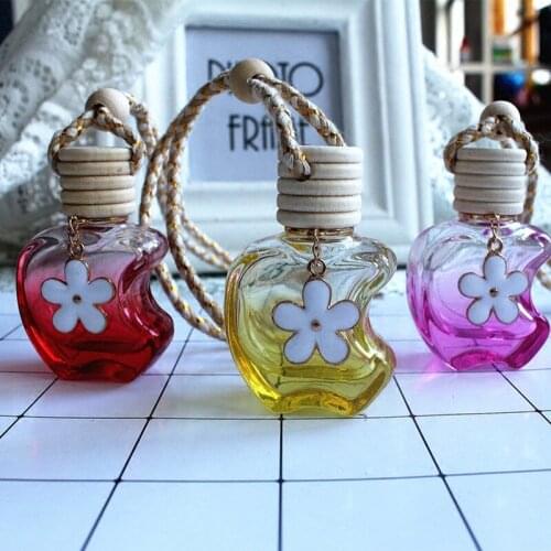 New Fashion 12ml flowers color car perfume empty bottle hanging car perfume pendant F182