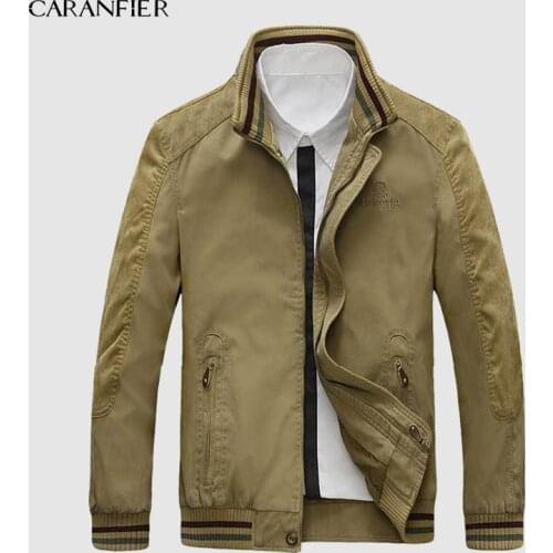 CARANFIER 2019 New Autumn Fashion Brand Jacket Men Windbreaker Stand Collar Coat Male Top Quality Casual Outwear for Men