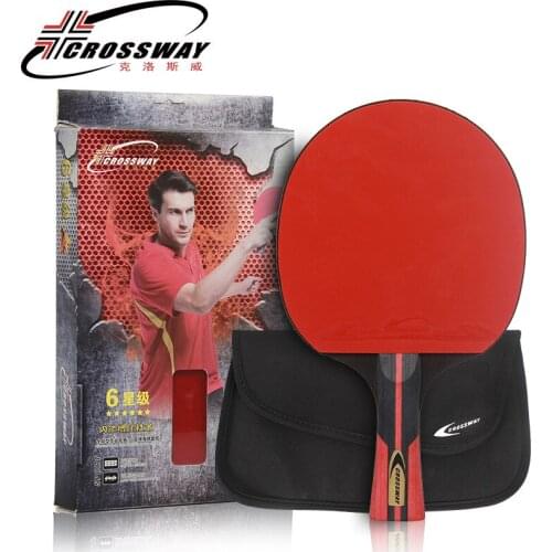 Crossway Professional 6-Star Table Tennis Racket + case Horizontal Double Grip Pimples-in Rubber Ping Pong Table Tennis Blades