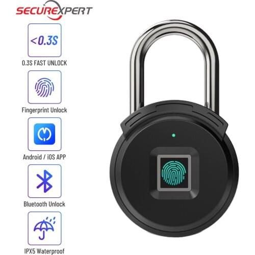 Fingerprint lock Portable Smart Bluetooth Unlock electric lock APP Control Keyless Anti-theft USB Charge Fingerprint padlock