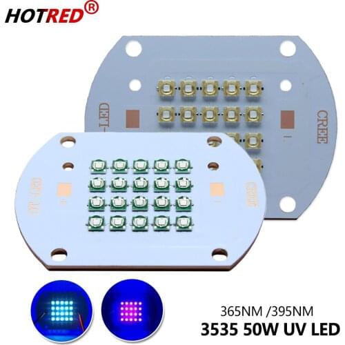 High Power 3535 50W UV Purple LED Chips 365nm 370nm 395nm 400nm Full Copper Diode light Lamp for uv glue curing light ink