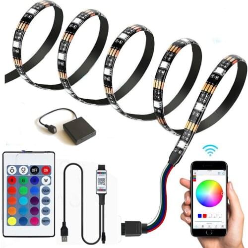 USB/battery Bluetooth LED Backlight 5V Smart LED Strip 5050 RGB Multi Color LED Tape Lamp Phone Control HDTV TV Night Light 1/5m