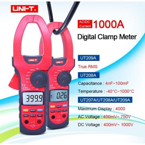 UNI-T UT207A/UT208A/UT209A 1000A Digit AC&DC Digital Clamp Meter Frequency Duty Cycle Auto Range Capactance Resistance