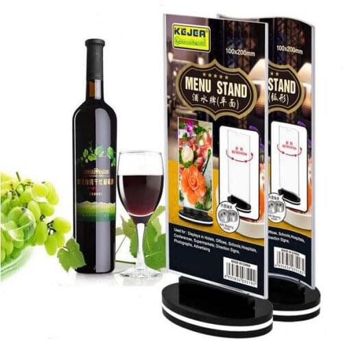 Free shipping Rotatable acrylic restaurant Bar menu card display stand Advertising tag sign card double-sided display Billboard