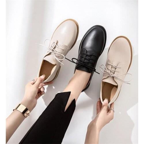 British Style Lace Up Brogues Oxfords Shoes For Woman Stylish Girls Casual Shoes Plus Small Size 30-43 Women Oxfords Flats Shoes