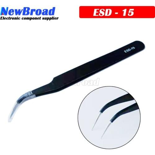 1PCS ESD-15 Anti-static Curved Straight Tip Forceps Precision Soldering Tweezers Set Electronic ESD Tweezers Tool