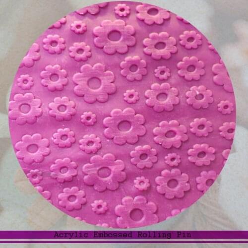 1 Piece Flower Acrylic Textured Embossed Rolling Pin Kitchen Accessories Fondant Sugar Craft Simple Cake Decorating Tools