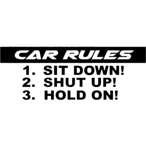 19*6.8CM Car Cool Letter Sticker CAR RULES Vinyl Car Styling Decal Fashion Car Window Accessories Black/Silver C9-0149