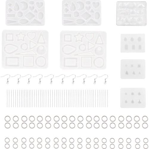 198Pcs/Kit DIY Resin Casting Molds Kit Silicone Jewelry Pendant Making Earrings Mould Craft Crystal Epoxy Resin Tools Handicraft