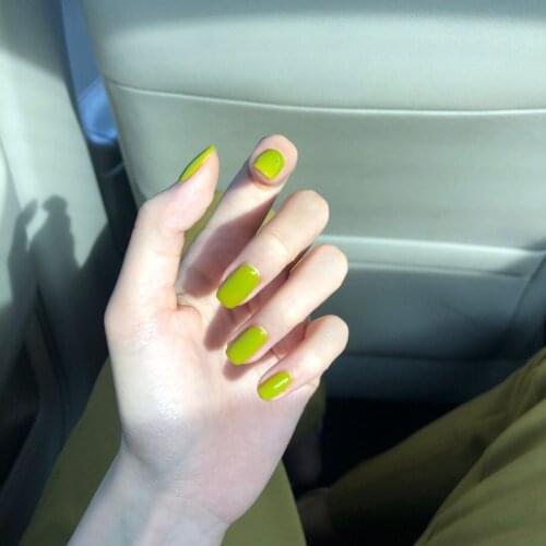 24pcs Pure Color Short Green Fake Nails Full cover Fake Nails Glue DIY Manicure Nail Art Tools